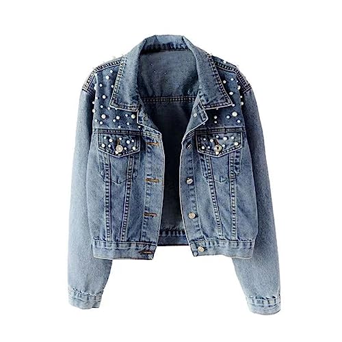 Ankecity Oversize Pearl Embroidered Women's Ripped